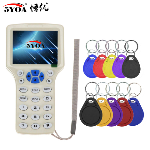 10 Frequency NFC Smart Card Reader Writer RFID Copier Duplicator 125KHz  13.56MHz