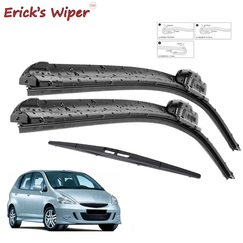 Erick's Wiper Front & Rear Wiper Blades Set Kit For Honda Fit Jazz MK1 2002 - 2008 Windshield Windscreen Rear Window ► Photo 1/6