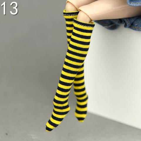 1pair Stockings Stripe Socks for Barbie 1/6 for Blyth licca BJD doll Dolls Handmade Clothes Accessories Baby Girls Gift Toys ► Photo 1/6