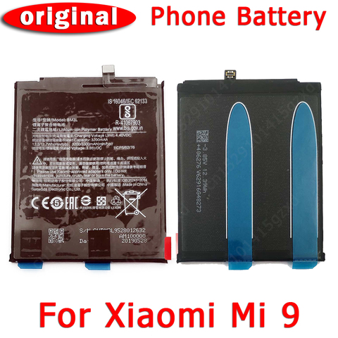 100% Original For Xiaomi Mi 9 Battery BM3L 3200mAh Cellphone Built-in Li-lon Batteria Replacement Parts For Mi9 Batteries ► Photo 1/3