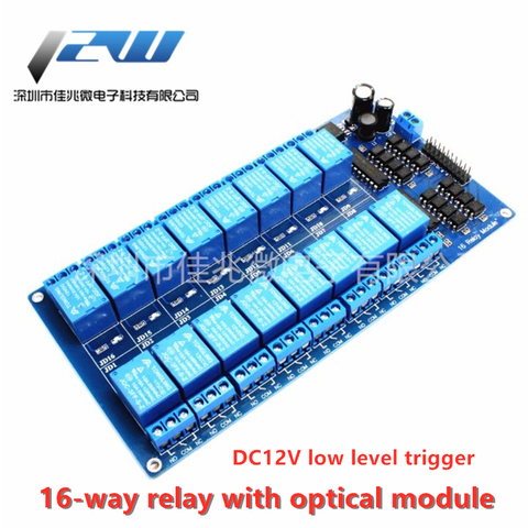 16-ch 12V relay module Multi-ch relay control board module with optocoupler protection LM2576 power supply ► Photo 1/3