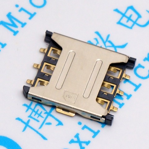 6P 6-pin Nano SIM card slot socket adapter Pluggable Nano-SIM Gold plating high quality For PCB board phones ► Photo 1/2