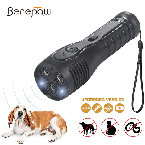 Benepaw Rechargeable Ultrasonic Dog Repellent LED Flashlight Handheld Anti Barking Device Safe Pet Training Aid Good Behavior ► Photo 1/6