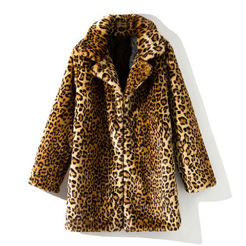 New Women's Faux Fur Coats Leopard Imitation Mink Long Coat Plus Size Female Fur Overcoat Turndown collar Vintage Ladies Fur 431 ► Photo 1/5