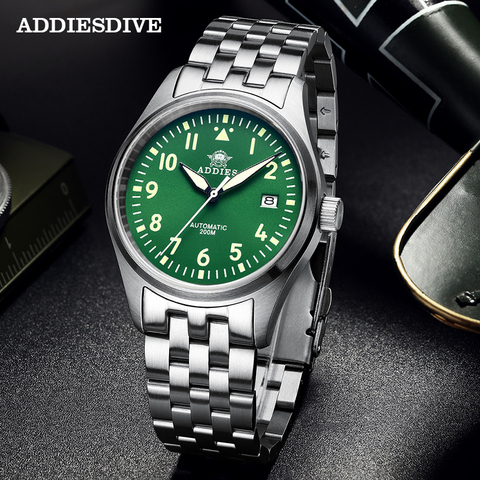 ADDIESDIVE Pilot Watch Automatic Mechanical Diver Watch C3 Luminous men's watches divers Sapphire Crystal 200m dive watch NH35 ► Photo 1/6