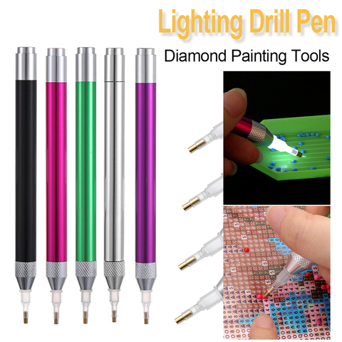 5D Point Drill Pen Diamond Painting Tool Crystal Lighting New Diamond Pens  LED Drill Pens with Diamonds Accessories DIY Crafts ► Photo 1/6