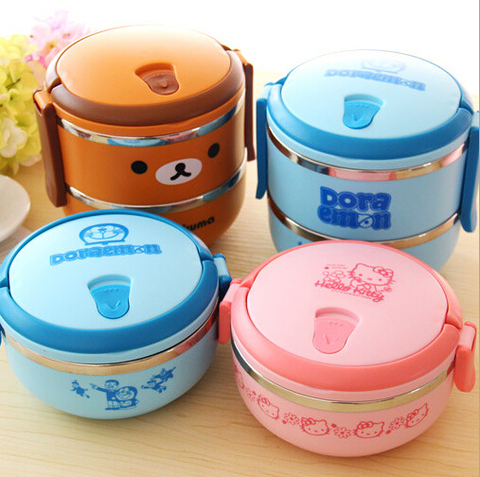 2 Layers Thermal Lunch Box for Kids Thermos Food Container Stainless Steel Insulation Bento Lunchbox Storage Dinnerware Sets ► Photo 1/3