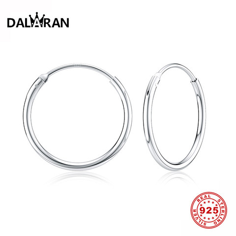 DALARAN Hoop Earrings 925 Sterling Silver Circle Round Huggie Hoop Earrings For Women Men Fashion Simple Jewelry ► Photo 1/6