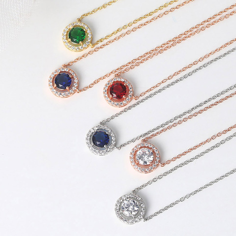 Shiny Pendant Necklaces For Women 2022 Aesthetic Jewellery Collar Choker Chain Cubic Zirconia 6 Colors Fashion Jewelry N095-M ► Photo 1/6