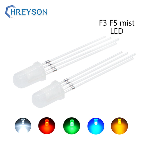 100pcs F3 3mm DIP LED F5 5mm Frosted Lens High Fog Light Emitting Diode Blue Yellow White Green Red Fast Slow Flashing RGB DIY ► Photo 1/6