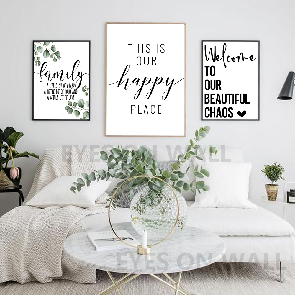 Family Quotes Letter Art Poster Black White Canvas Print Modern Home Decoration 