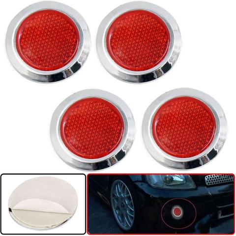 EIDRAN 4PCS Reflective Car Motorcycles Sticker Reflector Round Chrome Self Adhesive ► Photo 1/3