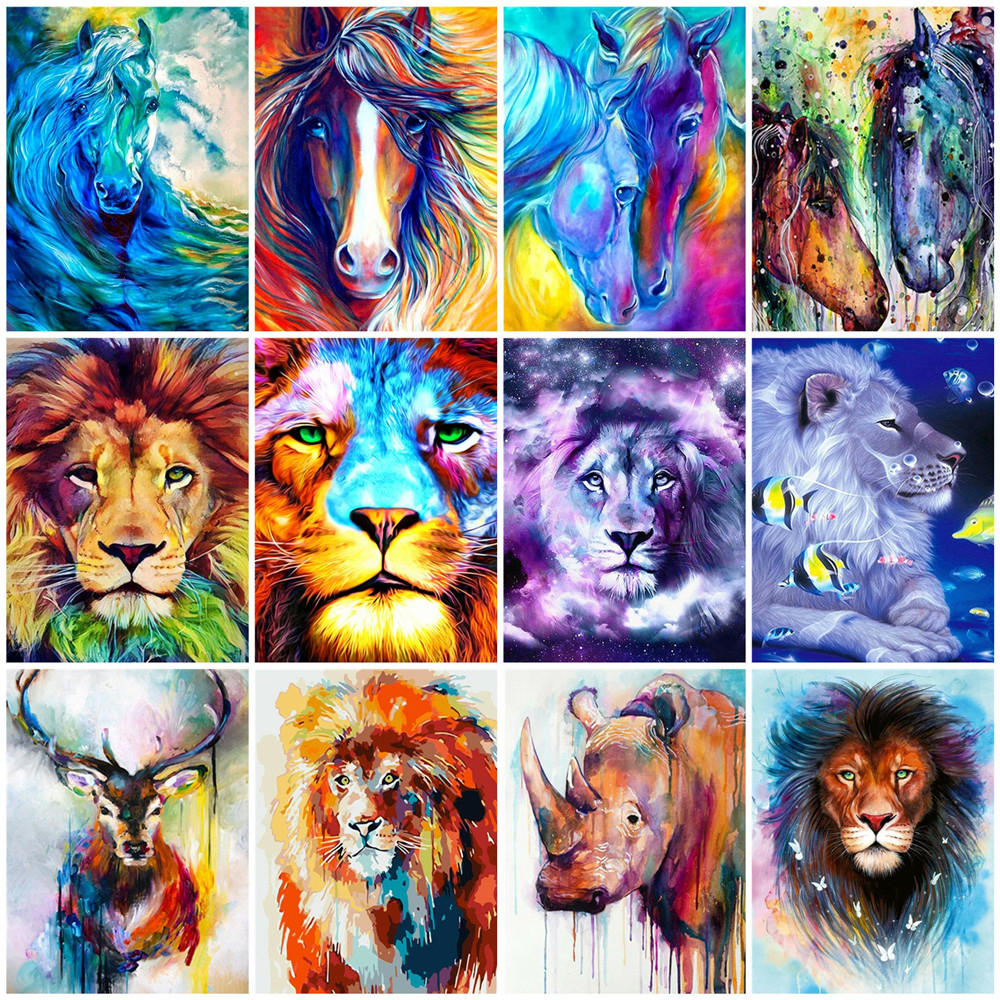 HUACAN Paint By Number Lion Animal Drawing On Canvas Art Gift DIY Pictures  By Numbers Horse Kits Hand Painted Home Decor - Price history & Review |  AliExpress Seller - huacan Painting