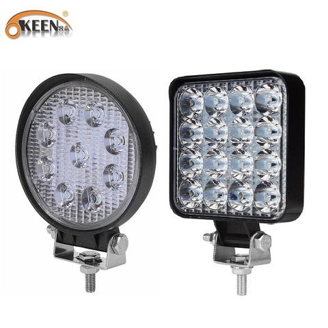 OKEEN 9LED 27W 16LED 48W Work Light 12V 24V Car LED Spotlight Square Round Auto Truck Off Road Mini Ledbar Offroad Accessories ► Photo 1/6