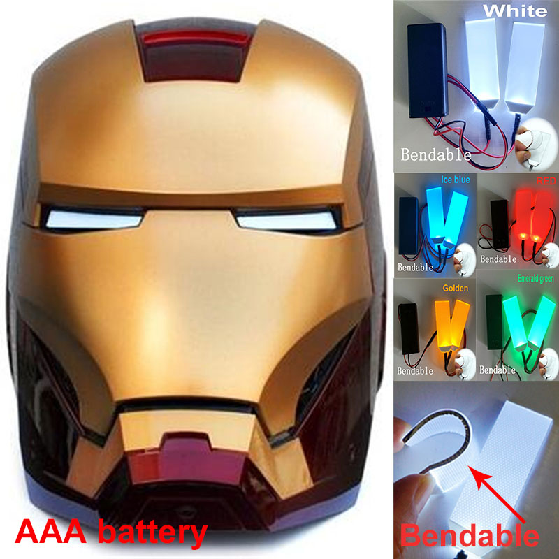 DIY LED Light Eyes White PVC For Ironman/Batman/Black Panther Helmet Mask Eye US