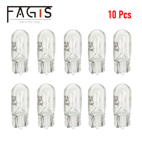 Fagis 10pcs Car T10 Halogen W5W 194 158 Wedges 12v 5w Auto Lamp Warm White Bulbs Instrument Light Reading Lights Clearance Lamp ► Photo 1/6
