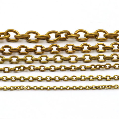 1 Meter Solid Brass O Ring Bags Chain Link Necklace Wheat Chain None-polished Bags Straps Parts DIY Accessories 7 Sizes ► Photo 1/5