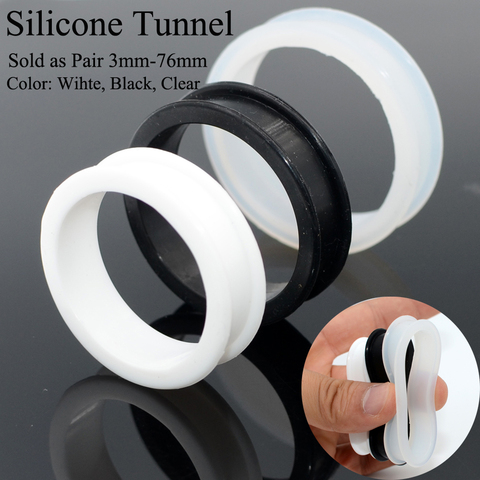 2Pcs Silicone Double Flared Ear Tunnel Plug Ear Piercing Supersize Flexible Flesh Tunnel Ear Gauge Expander Stretchers Piercing ► Photo 1/6