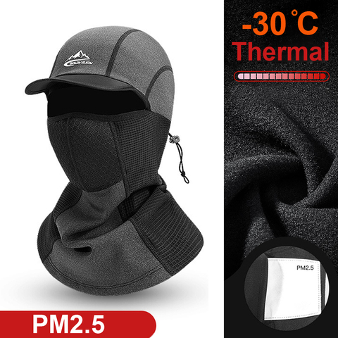 NEWBOLER PM2.5 Winter Face Mask Thermal Cycling Skiing Running Sport  Balaclava Windproof Bike Bicycle Warm Full Half Face Mask ► Photo 1/6