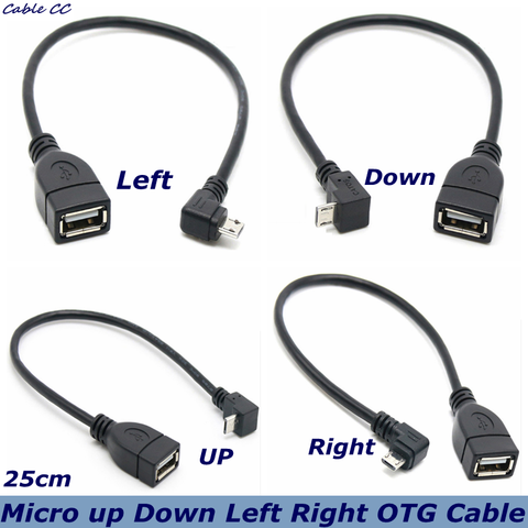 90 degree up and down and left and right angles Micro USB 5Pin male to USB 2.0 A female extension connector adapter OTG cable ► Photo 1/5