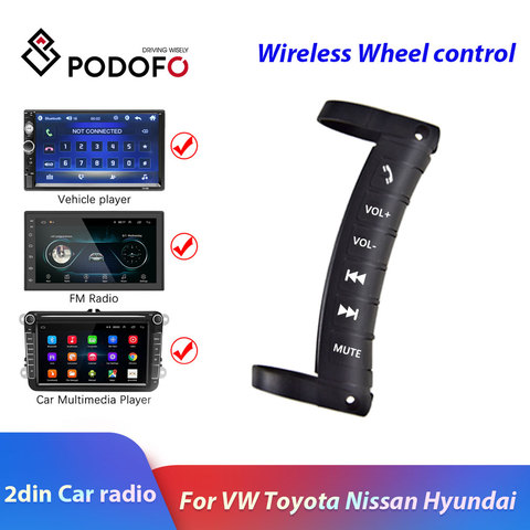 Podofo 2din Car Radio Wireless Steering Wheel control for 2 DIN Universal VW Toyoto Nissan Hyundai Polo Skoda autoradio Remote ► Photo 1/6