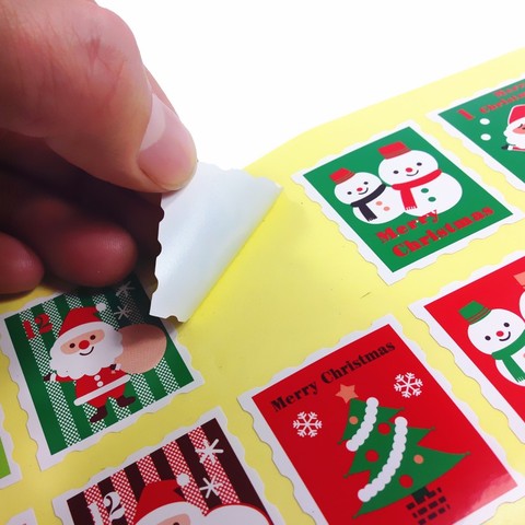 100pcs/lot Colored Christmas Stamp design Kraft Seal Sticker Kraft Paper Material stick DIY Multifunction gift sticker ► Photo 1/6