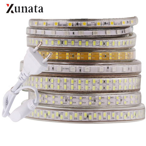 220V LED Strip Light Flexible LED Tape SMD 5630 5730 2835 5050 Waterproof LED Rope with EU Plug for Home Decoration ► Photo 1/6