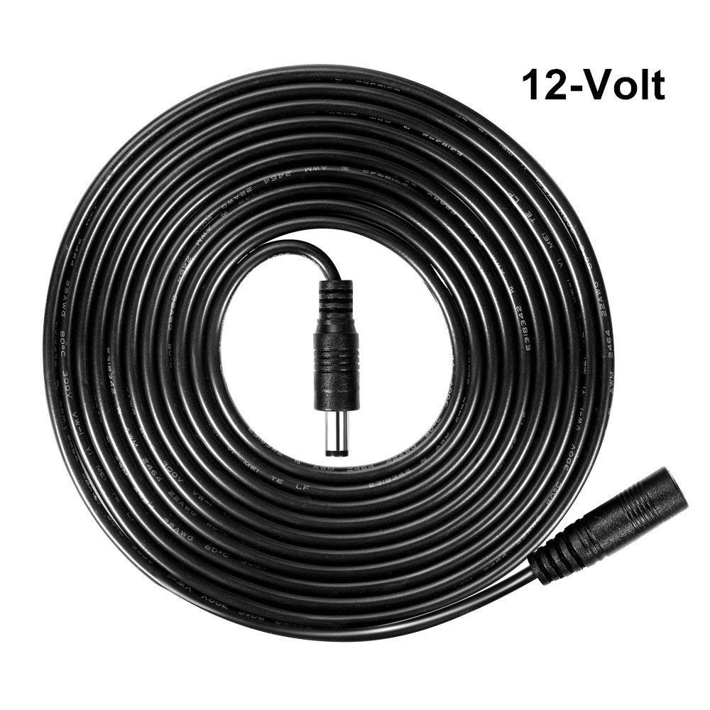 33FT(10m) 2.1x5.5mm DC 12V Power Adapter Extension Cable, Male to