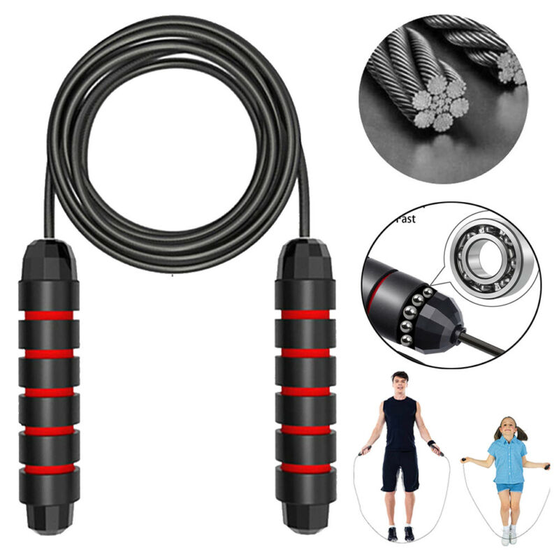 Pro Weighted Speed Steel Cable Skipping Jumping Rope Boxing MMA Fitness GYM Jump 