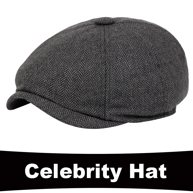 Buy Online Newsboy Hat Men Beret Dark Grey Celebrity Caps Vintage Tweed Peaky Blinders Berets Flat Peaked Cap Street Hats For Men Women Alitools