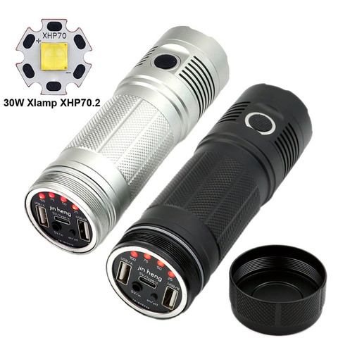 30W Powerful Xlamp XHP70 2.0 XHP70.2 LED Type C USB Rechargeable 18650 Flashlight 6 Modes lantern Work light white yellow light ► Photo 1/6