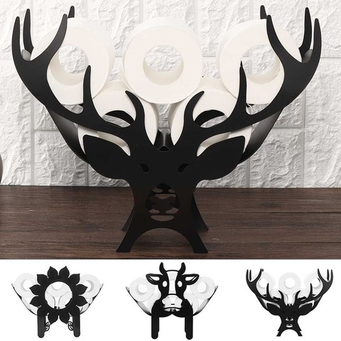 Home Iron Roll Paper Towel Holder Black Flower/Cows Crafts Bathroom Rack Ornaments Toilet Roll Holder Kitchen Bathroom Storage ► Photo 1/6