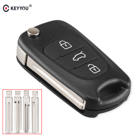 KEYYOU For Hyundai For Kia K2 K5 Rio 3 Picanto Ceed Cerato Sportage Replacement Remote Car Key Shell 3 BT Flip Folding Key Case ► Photo 1/6