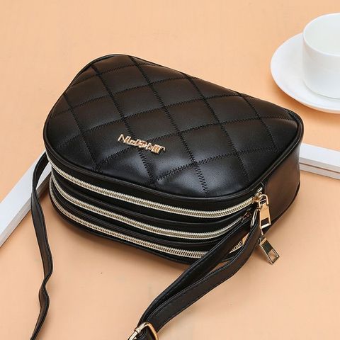 Simple Black Crossbody Bag Women PU Leather Plaid Shoulder Bag Luxury Messenger Bag Small Square Bag Shopping Lady Handbag bolso ► Photo 1/6