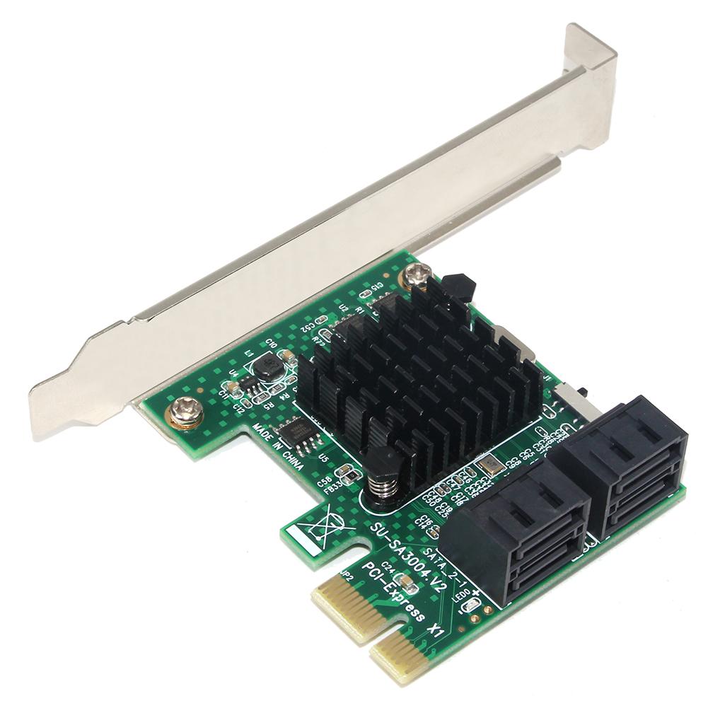 Ejoyous PCIe SATA-Karte mit 4 Anschlüssen SA3004 SATA 3.0 Erweiterungskarte 4-Port PCIE auf SATA 3.0 Expansion Controller Card Adapter 6G für Festplatte oder SSD