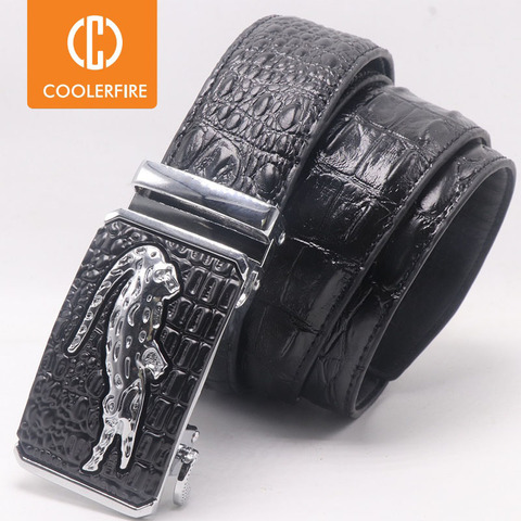 Men Genuine Leather Belts Crocodile Pattern Automatic Buckle Belts for Men Brand Luxury High Quality  Business  Strap ► Photo 1/1