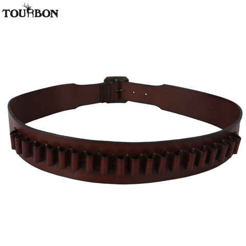 Tourbon Hunting Rimfire Handgun Pistol .44 / .45 Cartridges Belt 20 Rounds Genuine Leather Ammo Bandolier Gun Accessories ► Photo 1/5