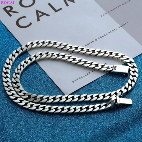 BOCAI Solide S925 Sterling Silver Necklace For Men And Women Trend Simple Thai Silver Couple Neck Chain Pure Argentum Jewelry ► Photo 1/6