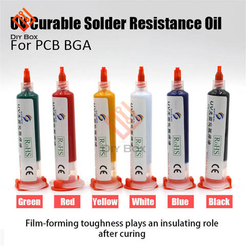 6 Colours UV Curable Solder Mask Oil Welding Fluxes 10CC For PCB BGA Circuit Board Protect Soldering Paste Flux Cream ► Photo 1/6