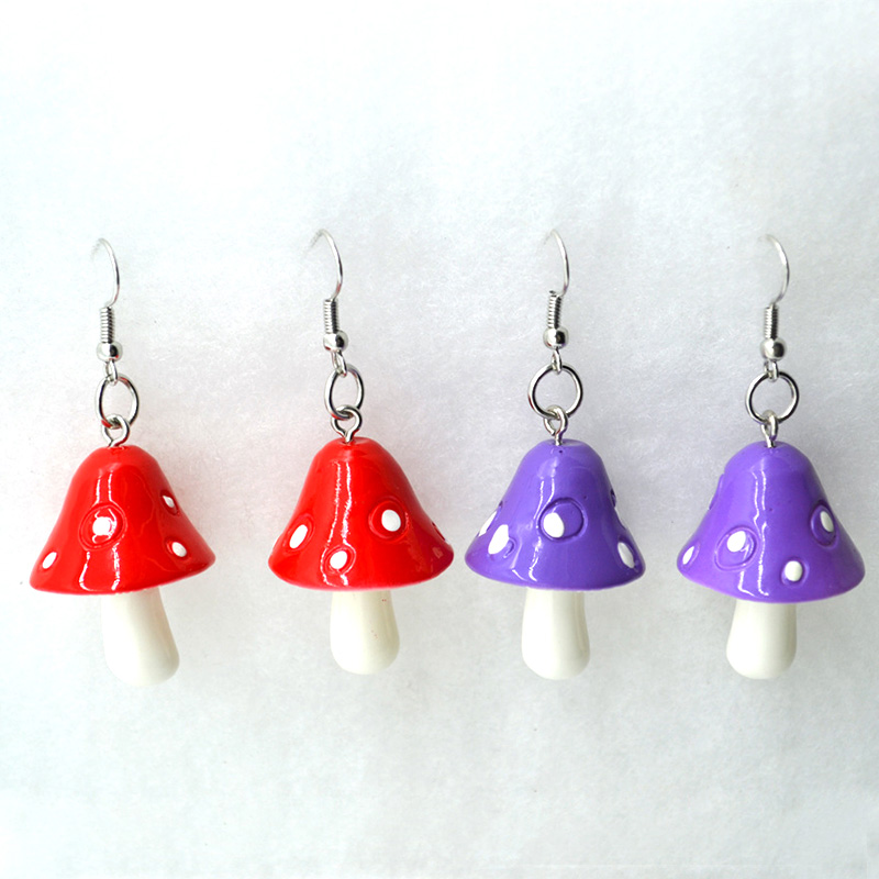 Mushroom Dangle Earrings Multicolor