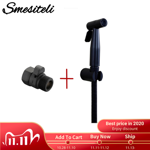 Smesiteli Modern Matte Black Handheld Sus304 Bidet Spray kit Shattaf Bath douche+Solid Brass Water Control Valve Shut Off valve ► Photo 1/6