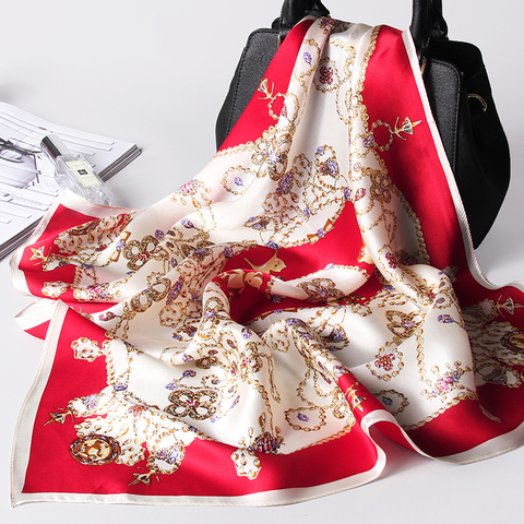 100% Silk Square Neckerchief 65*65cm Hangzhou Silk Kerchief Wraps for Ladies Printed Bandana 100% Real Silk Square Neck Scarf ► Photo 1/6