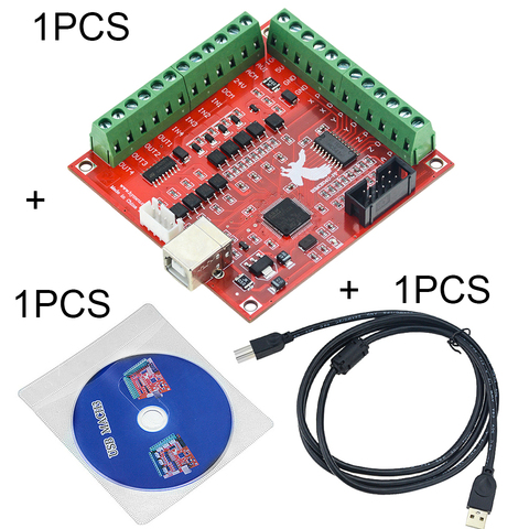 3PCS/SET 1PCS MACH3 Breakout board +1PCS USB Wire+1PCS CD CNC USB 100Khz 4 axis interface driver motion controller driver board ► Photo 1/6