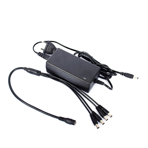 Free Shipping EU & US Cord CCTV Power Supply Cable & CCTV Camera 12V 5A 1 Split 4 Power Adapter for Security System ► Photo 1/2