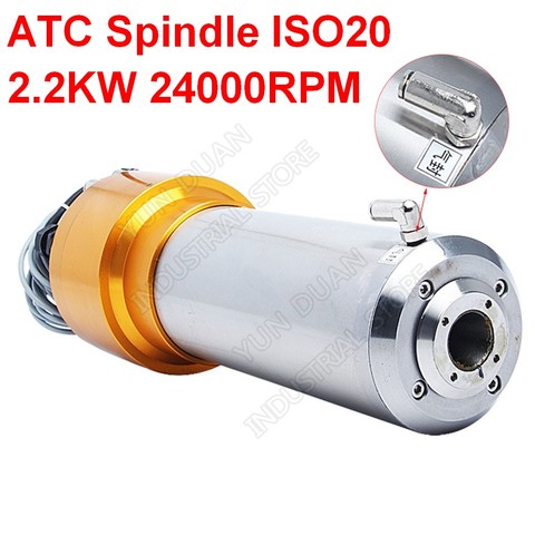 2.2KW ATC Spindle 3HP ISO20 24000RPM AC220V 800Hz 80MM Automatic Tool Changes Spindle Motor NPN PNP for CNC Router Engraving ► Photo 1/4