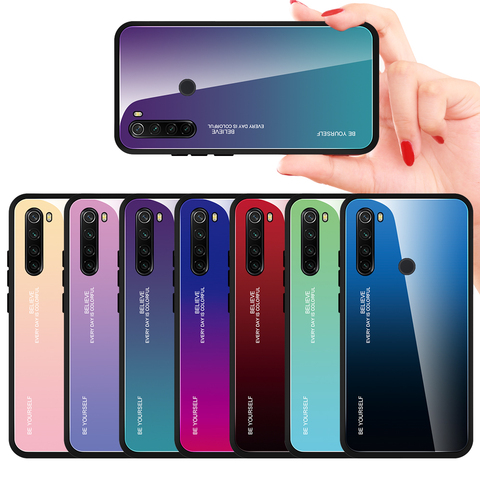 Mirror Gradient Tempered Glass Case For Xiaomi Redmi Note 8 8T 7 6Pro 7A 8A K20 Pro Protective Glass Cover For Redmi Note 9 Pro ► Photo 1/6