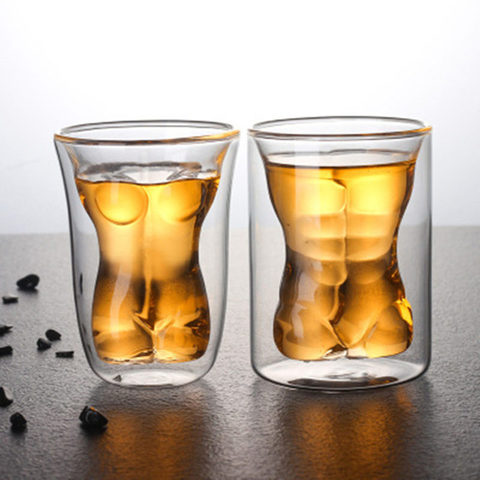 Glass Big Chest Beer Cup Sexy Lady Men Durable Double Wall Whiskey Glasses  Wine Shot Creative Body Shape Glass Cup - AliExpress