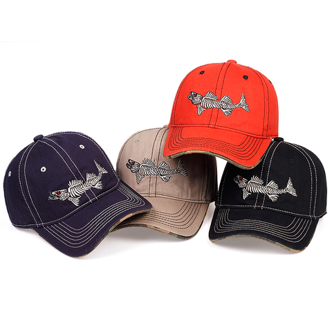 2022 new fish bone embroidery baseball cap fashion unisex wild snapback caps adjustable truck hats cotton casual hats ► Photo 1/6