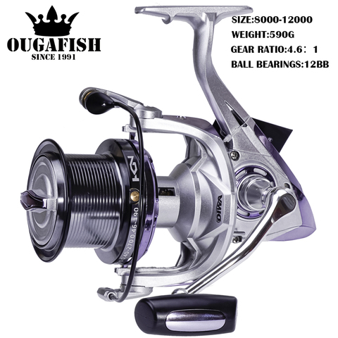 2022 Spinning Fishing Reel 12+1BB High Speed 4.7:1 Saltwater Trolling Surf 8000-12000 596g Crap Metal Spoon Moulinet Peche ► Photo 1/6