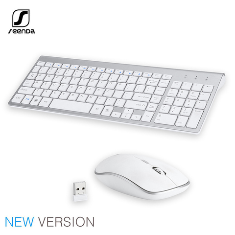SeenDa 2.4G Wireless Silent Keyboard and Mouse Mini Multimedia Full-size Keyboard Mouse Combo Set For Notebook Laptop Desktop PC ► Photo 1/6